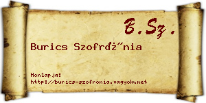 Burics Szofrónia névjegykártya